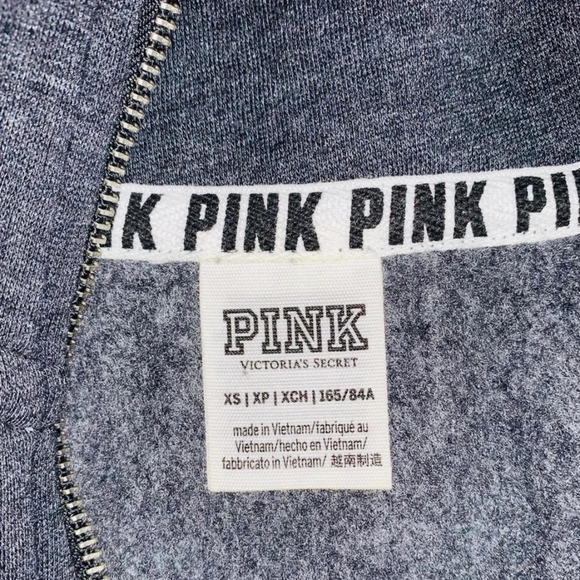 PINK Victoria’s Secret Dark Gray Quarter Zip Icon Sweatshirt Xsmall Women’s - Picture 5 of 6